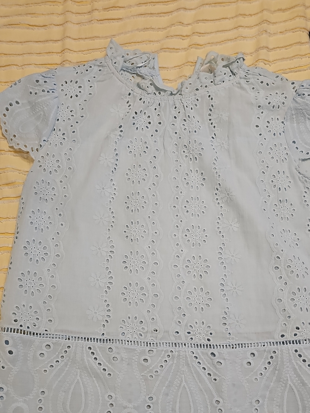Adiva Pale Blue Eyelet Blouse - Picture 7 of 12